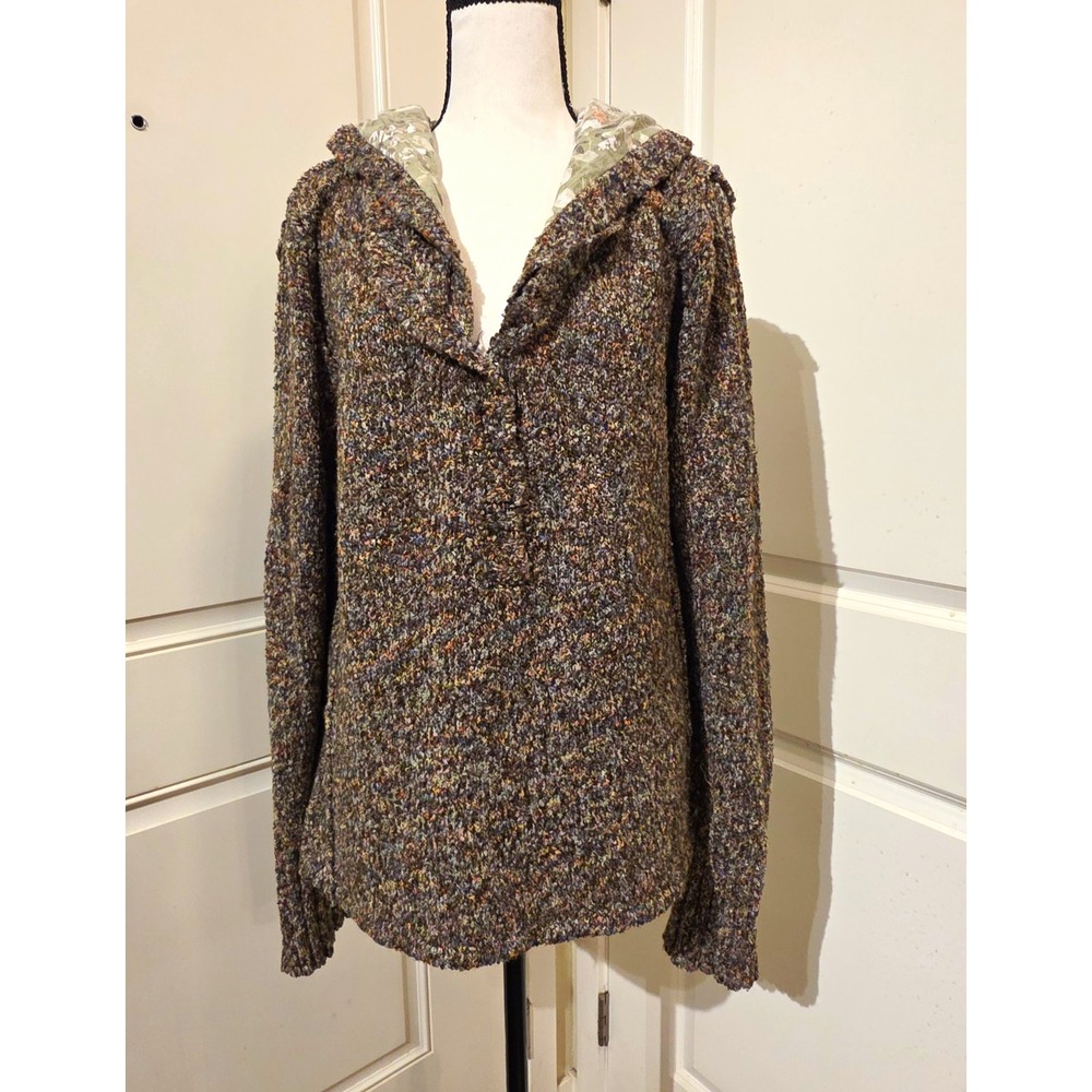North River Outfitters Women's XL Multicolor Knit Hoodie Heathered Button L/S